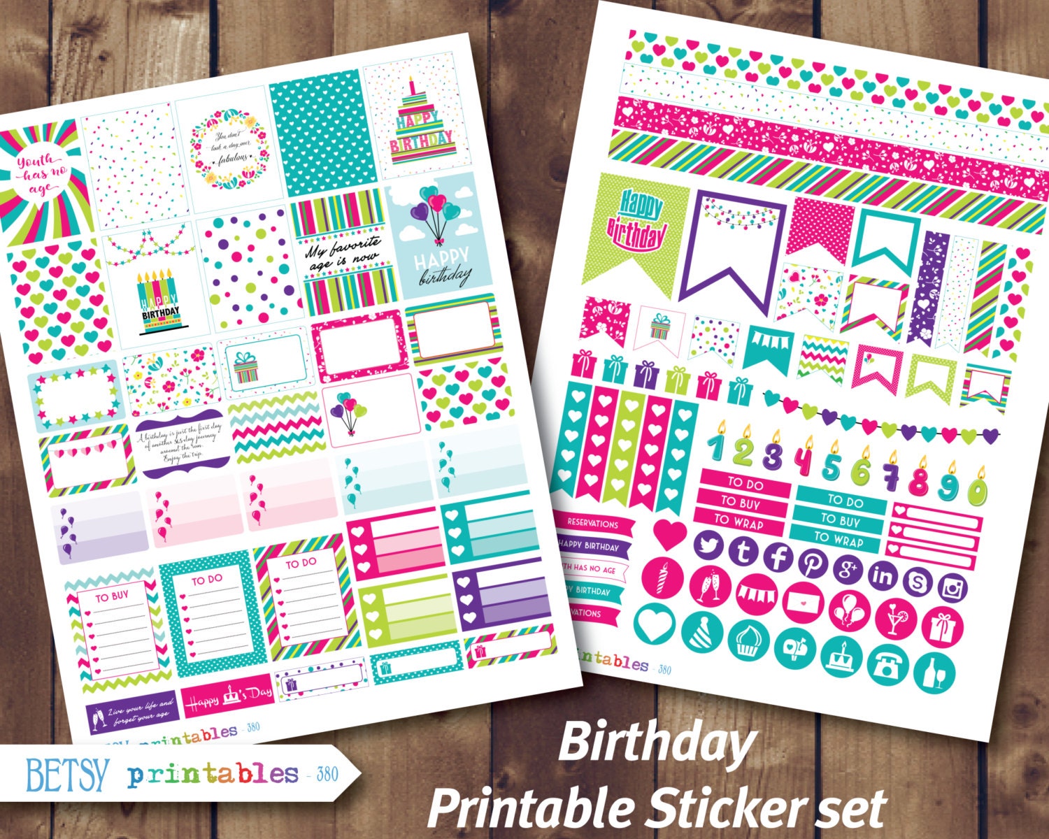 birthday printable planner stickers birthday planner