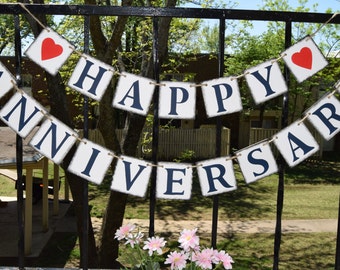 Happy Anniversary Banner - Banners - Congrats Banner , Anniversary Party Decor, Anniversary sign, Reg glitter anniversary