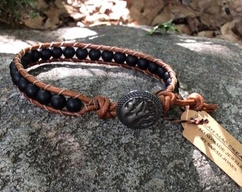 Black Matte Leather Bracelet