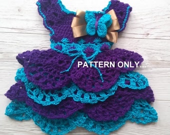 Crochet Baby Dress Pattern, Crochet Baby Clothing Pattern, Butterfly Dress, 0-3 And 6-9 Months, Dress Pattern, How To Make Baby Dress
