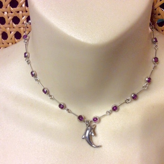 Vintage Cool Jewels channel set amethyst beads with silver