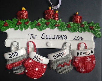 Family Mittens Personalized Christmas Ornaments
