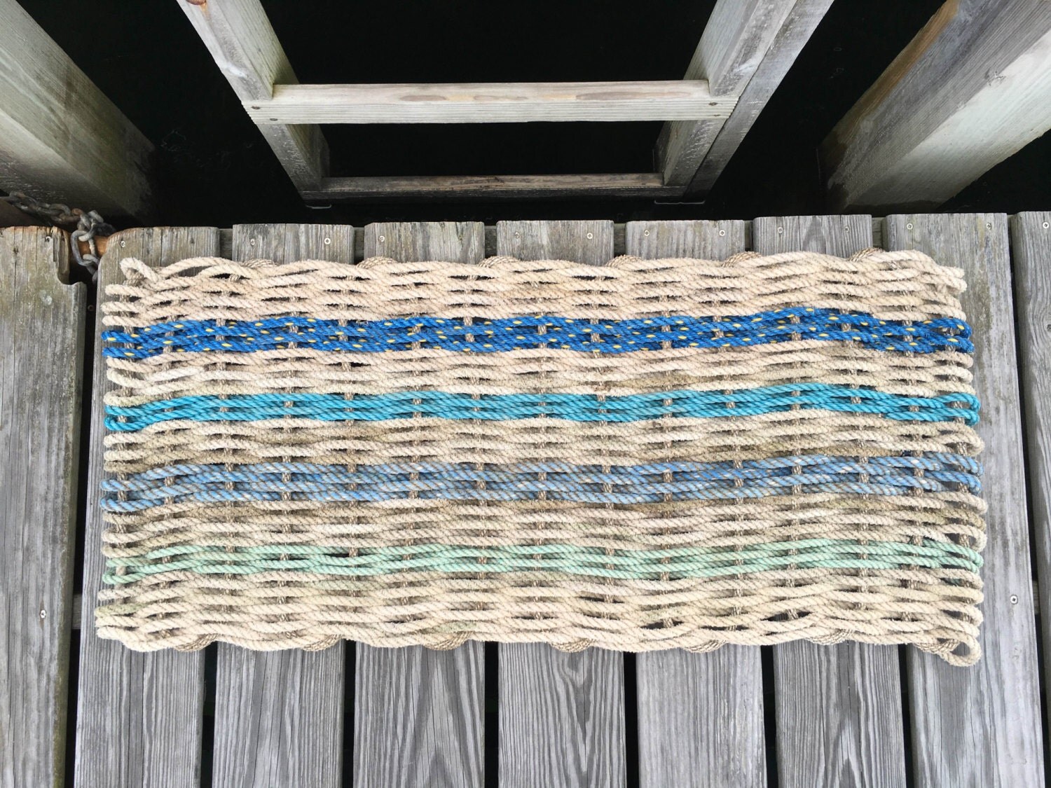 Recycled Lobster Rope Doormat Handwoven in Maine Wells