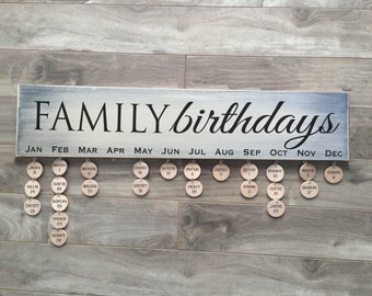 Family Birthday calendar sign with 24 discs