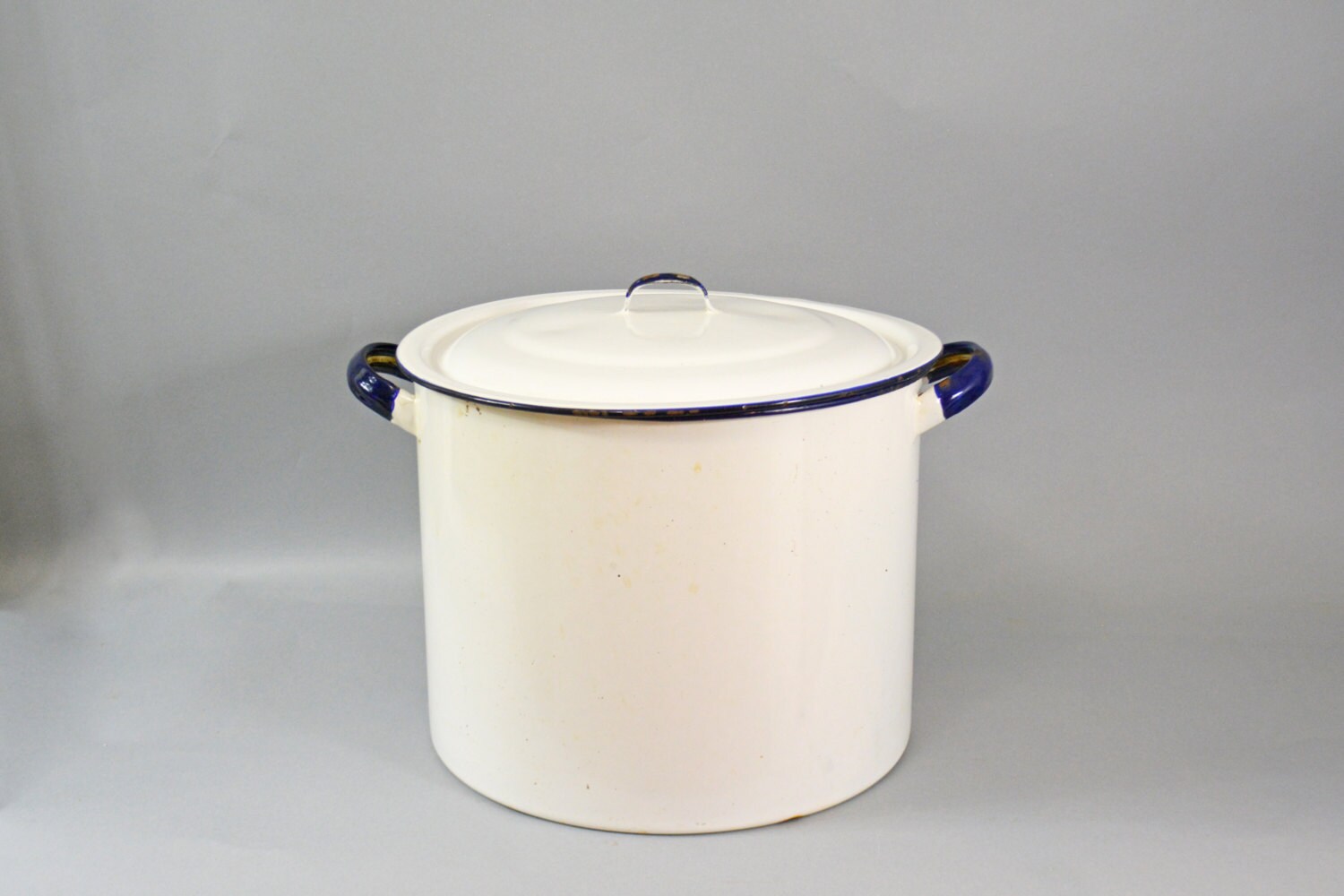 Extra Large Enamel Pot Enamel Stock Pot with Lid Blue and
