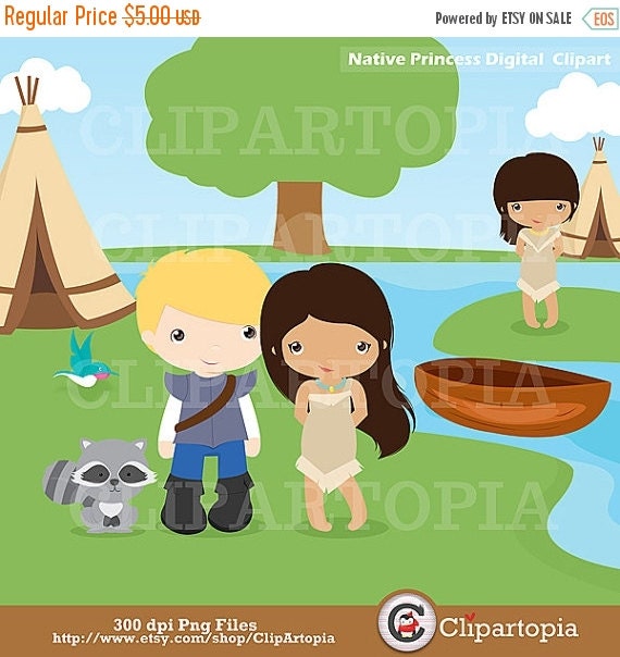50% OFF SALE Native Princess Digittal Clipart / Princess Clip art for Personal and Commercial Use / Instant download Il_570xn