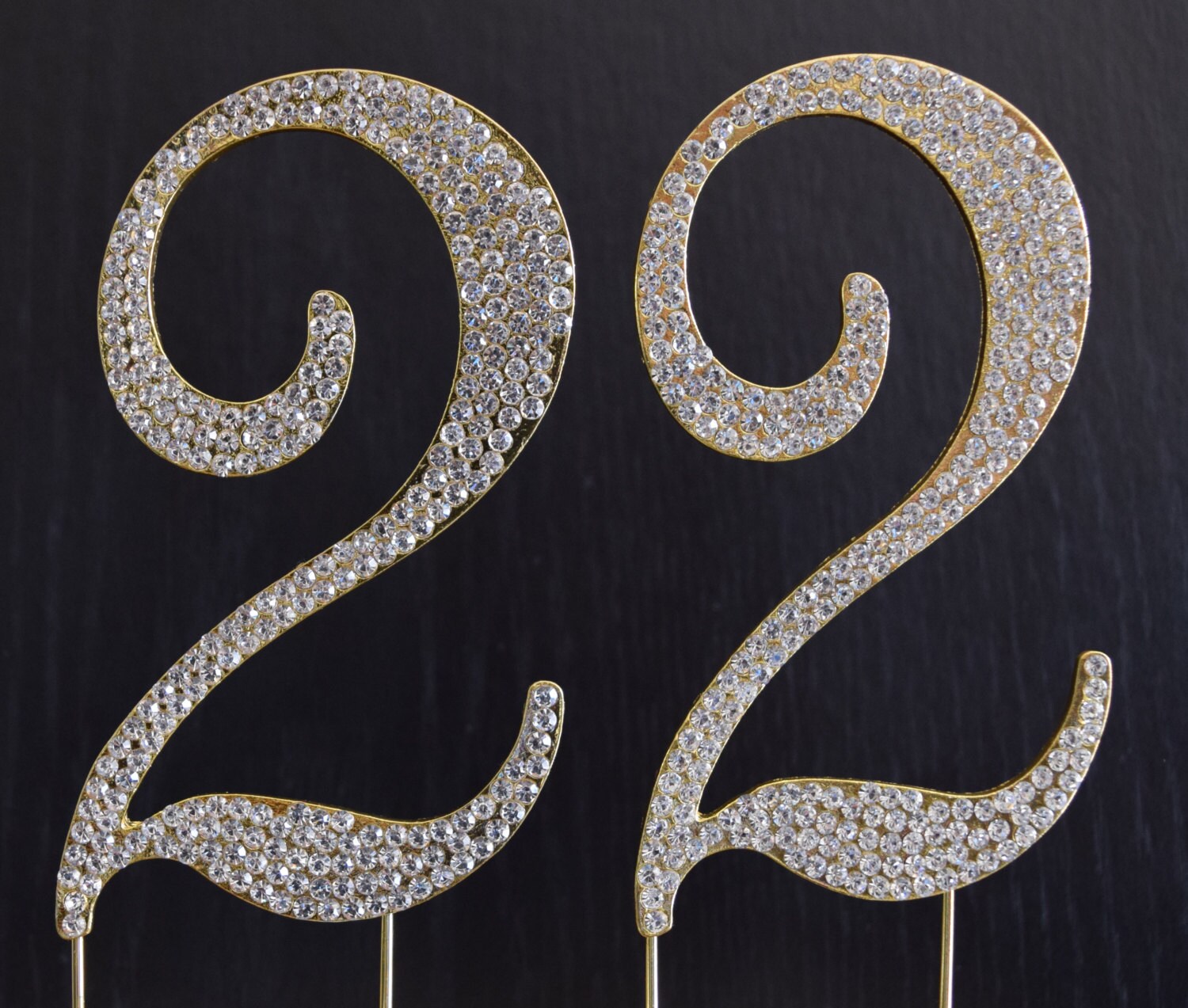 Rhinestone Gold Number 22 Cake Topper 22nd Birthday Party