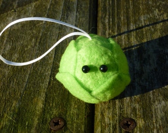 Brussel Sprout Bauble Needle Felted Christmas Decoration handmade from British Shetland wool