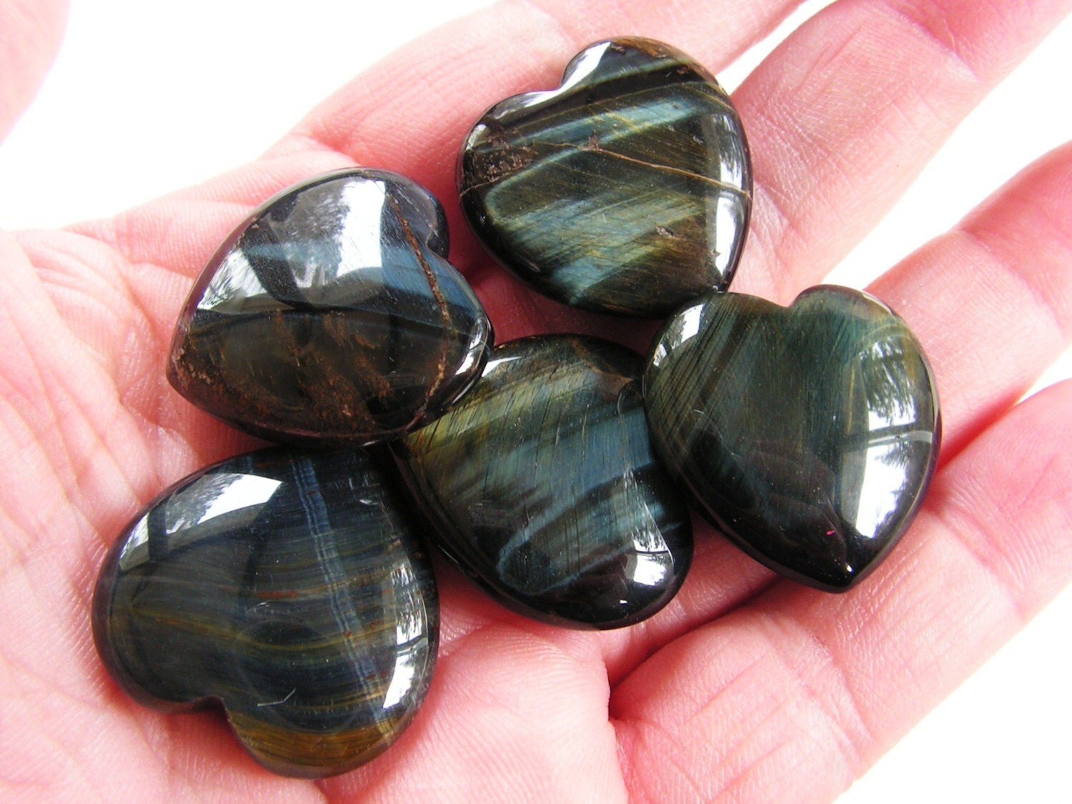 blue tigers eye crystal heart crystal lot mineral by CrystalClan