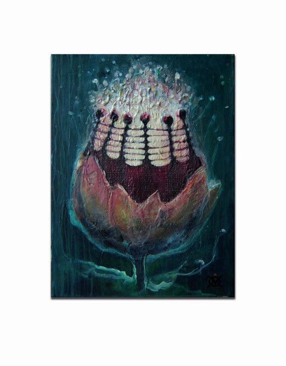 Fine Spirit Art flower Painting acrylic on Canvas Deep Texture Original Modern
