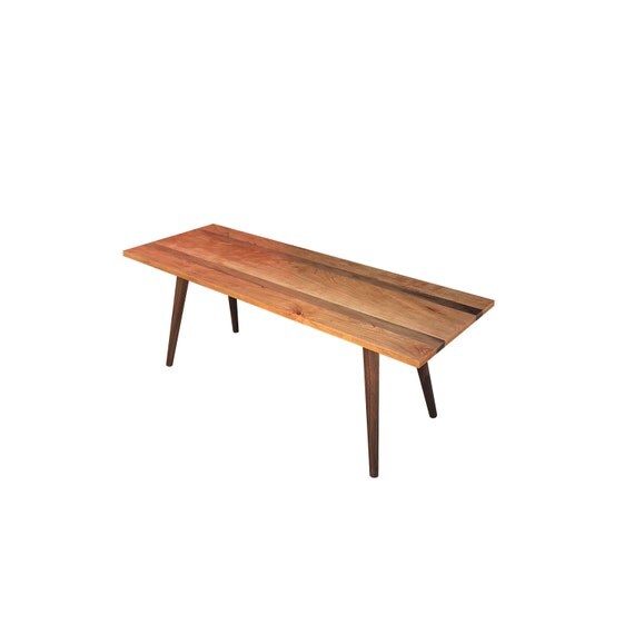 Cherry Coffee Table with Walnut Stripes Walnut Legs and