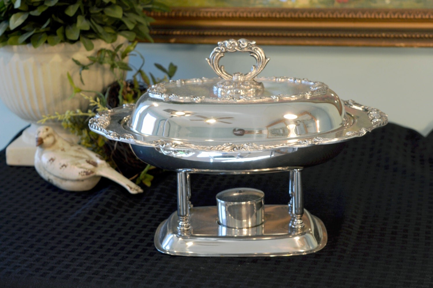 Silver Plate Oval Chafing Dish English Mfg Corp Silver Plate Covered