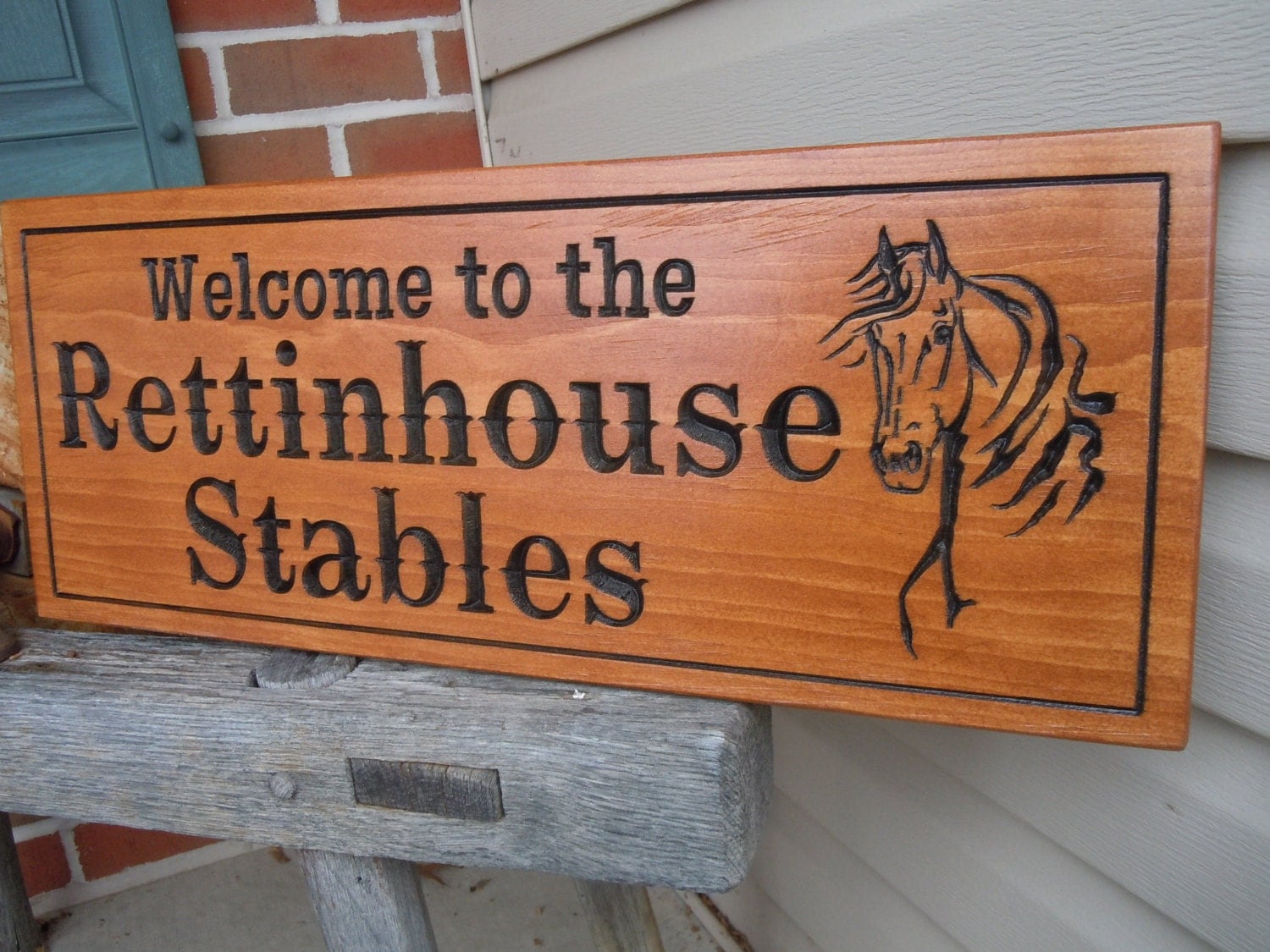 Horse Stable Sign Personalized Custom Carved by TKWoodcrafts