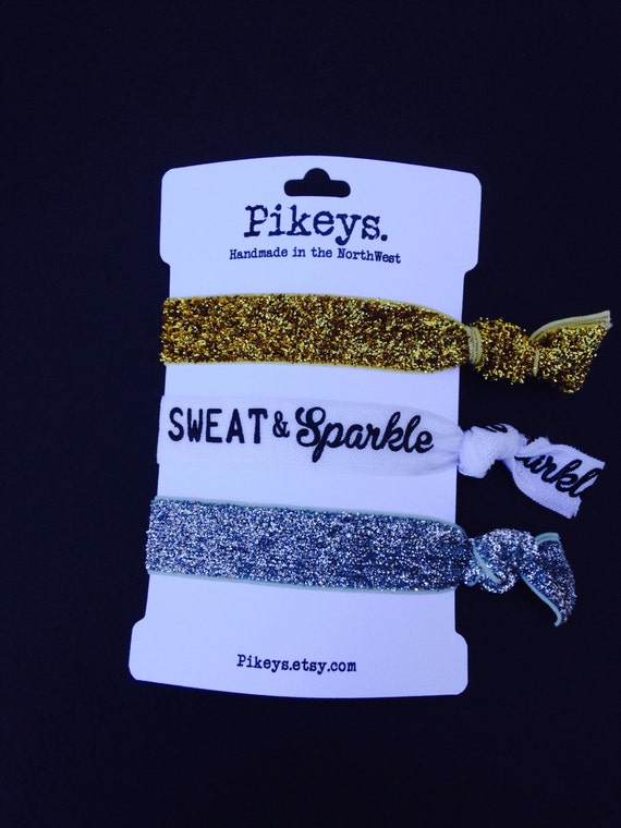 Sweat and Sparkle Hair Ties Work Out Hair Ties in Gold and