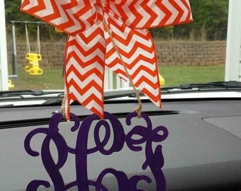 Car Rear View Mirror Monogram- UNFINISHED- DIY- Wood Monogram- bow & paint NOT included 1/8 thin birch wood- you choose initials