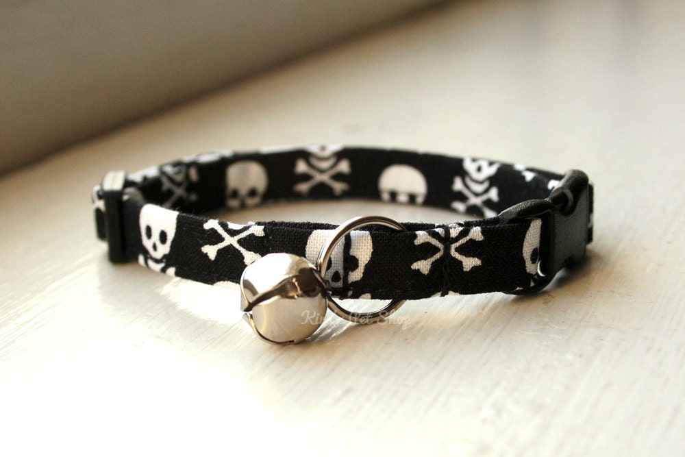 Skull Cat Collar Breakaway Cat Collar Handmade Cat by