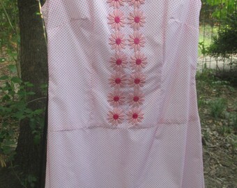 60's summer shift dress with applique flowers Medium size