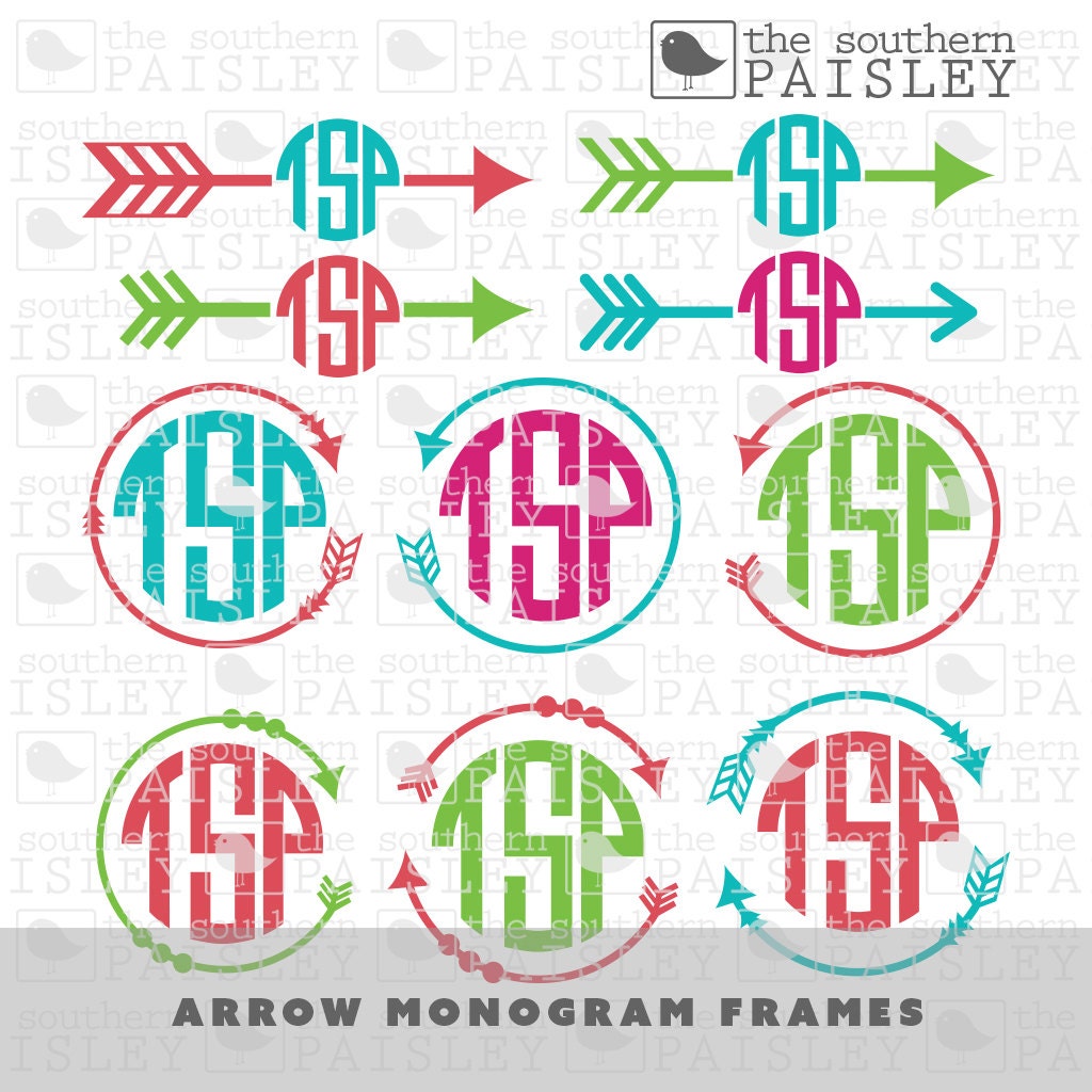 Download Arrow Monogram Frames .svg/.eps/.dxf/.ai for Silhouette