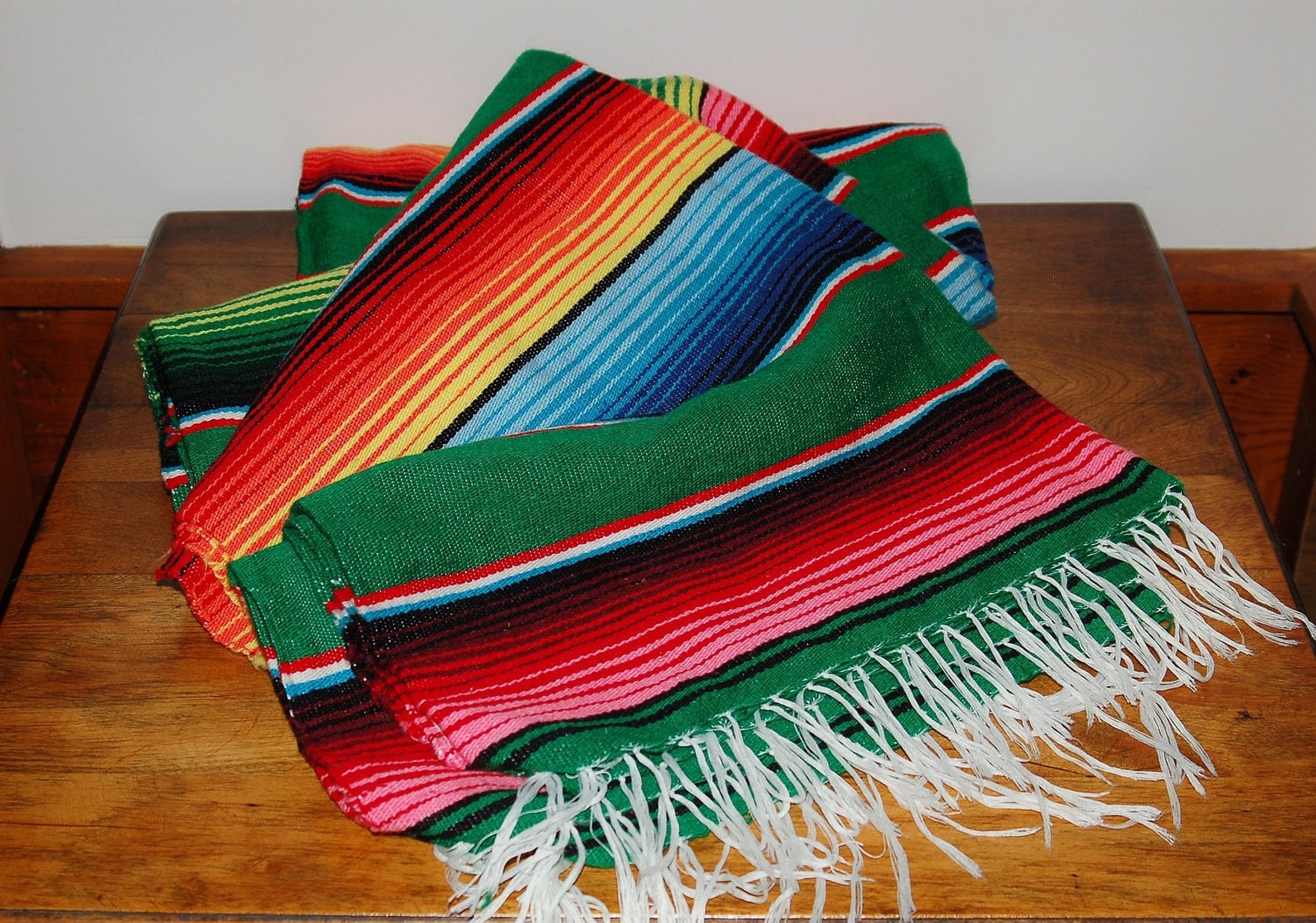 Vintage Mexican Serape Blanket Red multicolor throw XLARGE ...