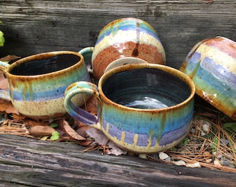 Ceramic Cappuccino Mugs - Ocean Love