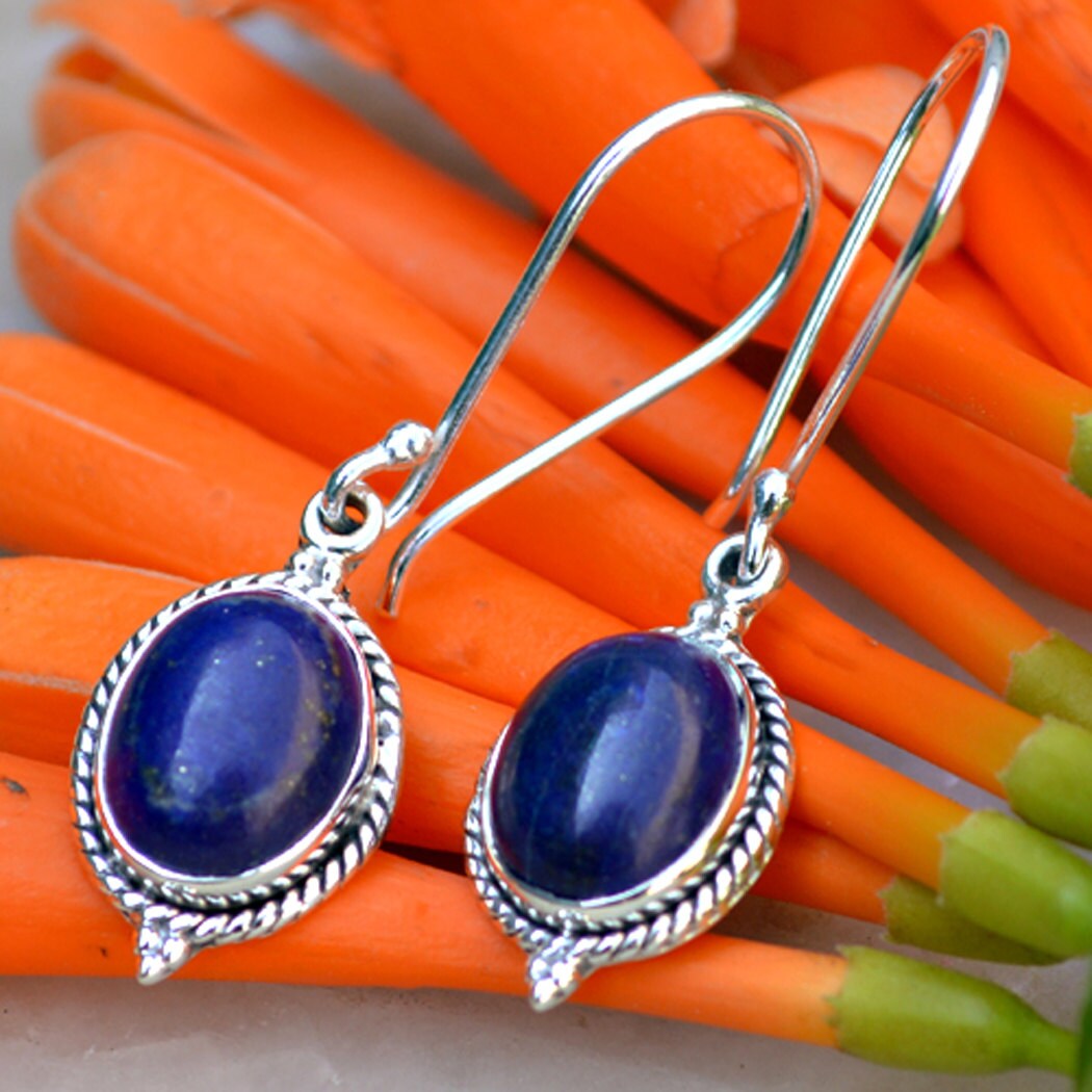 Lapis Lazuli Earrings 925 Silver Lapis Earrings Blue Lapis