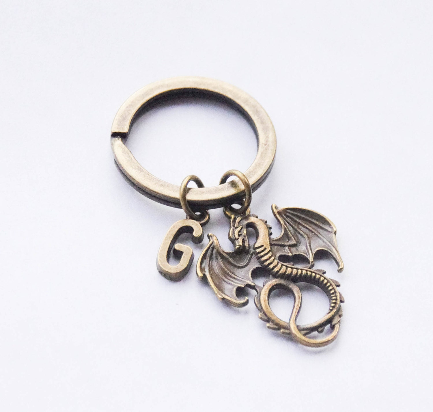 Personalized Dragon Keychain Unisex Dragon Keyring Fantasy