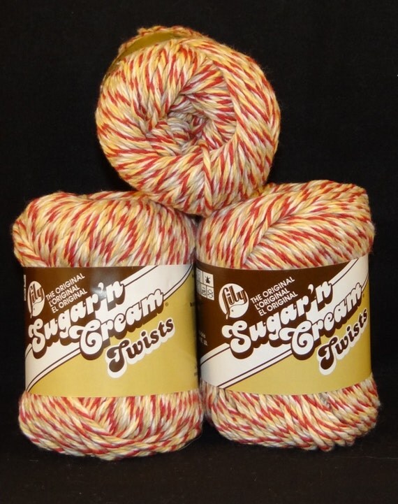 3 Skeins Lily SUGAR 'N CREAM Twists 100 Cotton by CraftingMyChaos