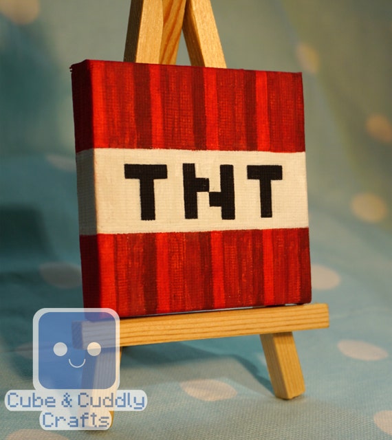 MineCraft TNT Mini Painted Canvas MineCraft Inspired Art
