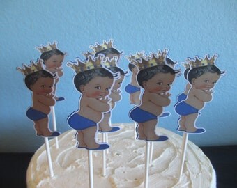 Royal Baby Shower(12)Cupcake Toppers,Royal Prince,Little Prince,Royal Blue Birthday,Royal Prince Baby Shower,Royal Baby Decor,Royal Theme