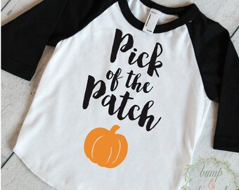 1st Halloween Shirt, Pick of the Patch, Halloween Shirt for Boys and Girls, Halloween Baby Outfit, Baby Halloween Clothes for Kids 018