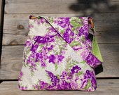 Floral Shoulder Bag, Pleated Bag, Green Polka Dot, Fabric purse, Floral Purse, Cotton Handbag, Cotton Purse, Cotton Floral, Bridesmaid gift