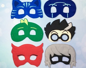 Felt Masks - Pretend Play - Dress Up - Costumes - Luna Girl - Owl Girl - CatBoy - Ninja - Scientist - PJ Masks