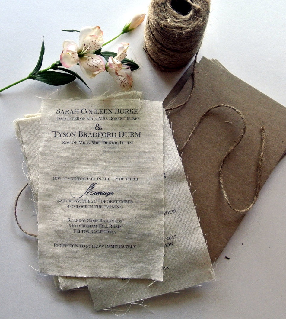 Burlap Diy Wedding Invitations 5