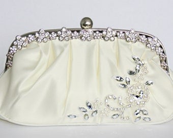 Ivory bridal clutch evening bag