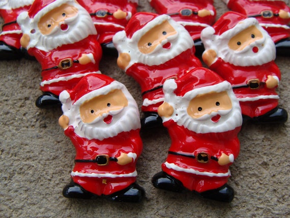 2 santa resin christmas resins hair bow resins santa clause christmas flat back resins
