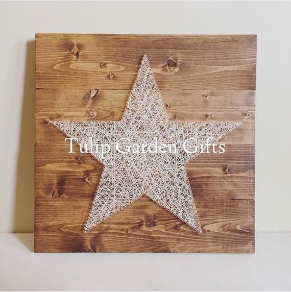 Star String Art on Pallet Style Wooden Wall Hanging Five