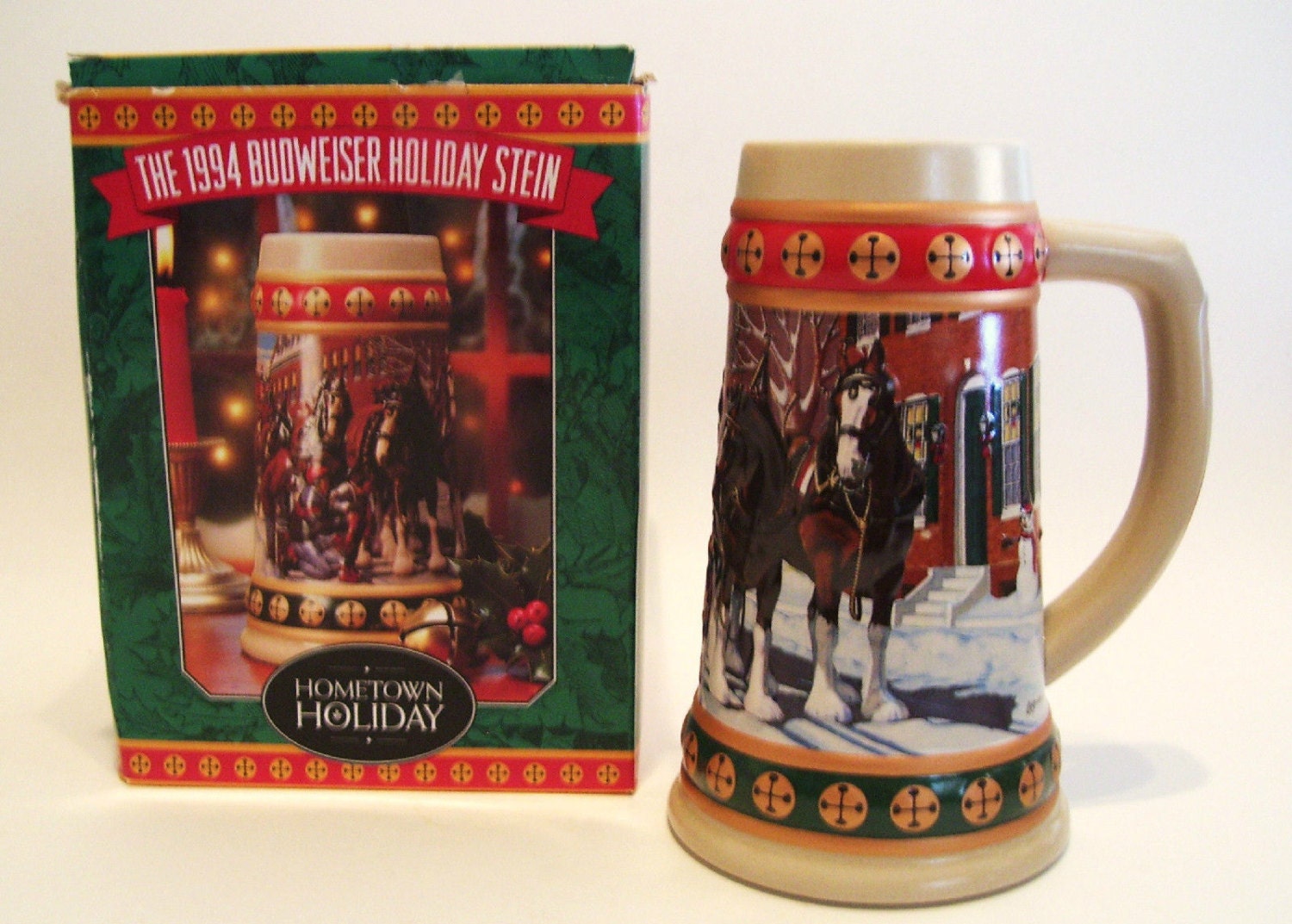 1994 Budweiser Christmas Stein with Original Box Certificate