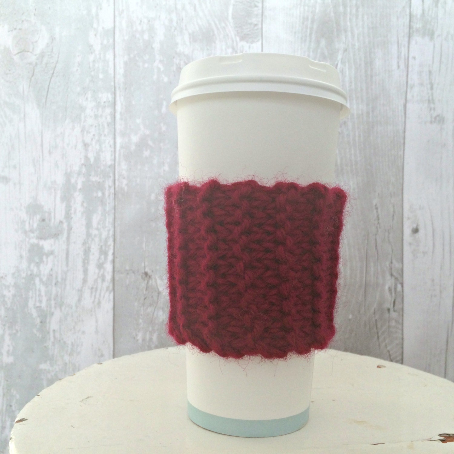 SALE Red Knitted Cup Cozy Coffee Cup Cozy Coffee Sleeve