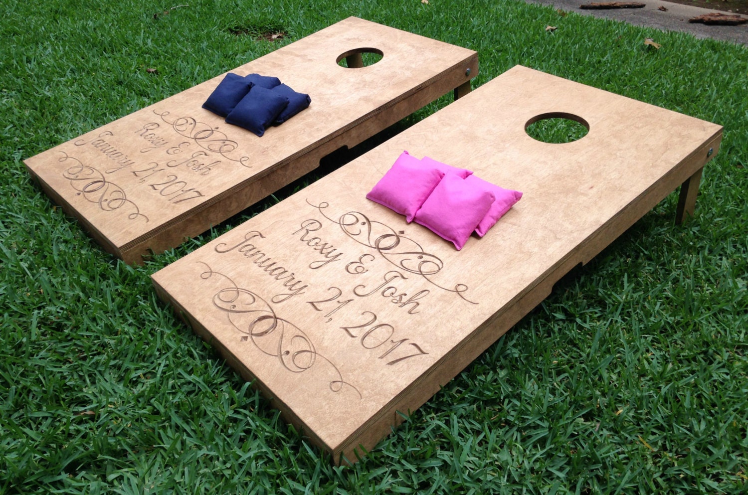 Custom Carved and Stained Cornhole Bean Bag Toss Corn Toss