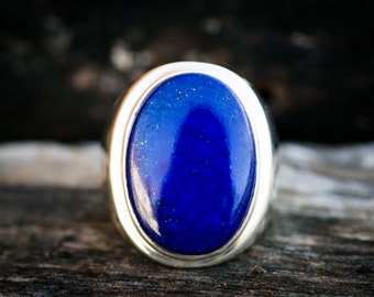 Lapis Ring - Large Lapis Lazuli Ring - 10 - Mens Lapis Ring - Lapis Jewelry - Sterling Silver Lapis Ring - Lapis Lazuli Jewelry