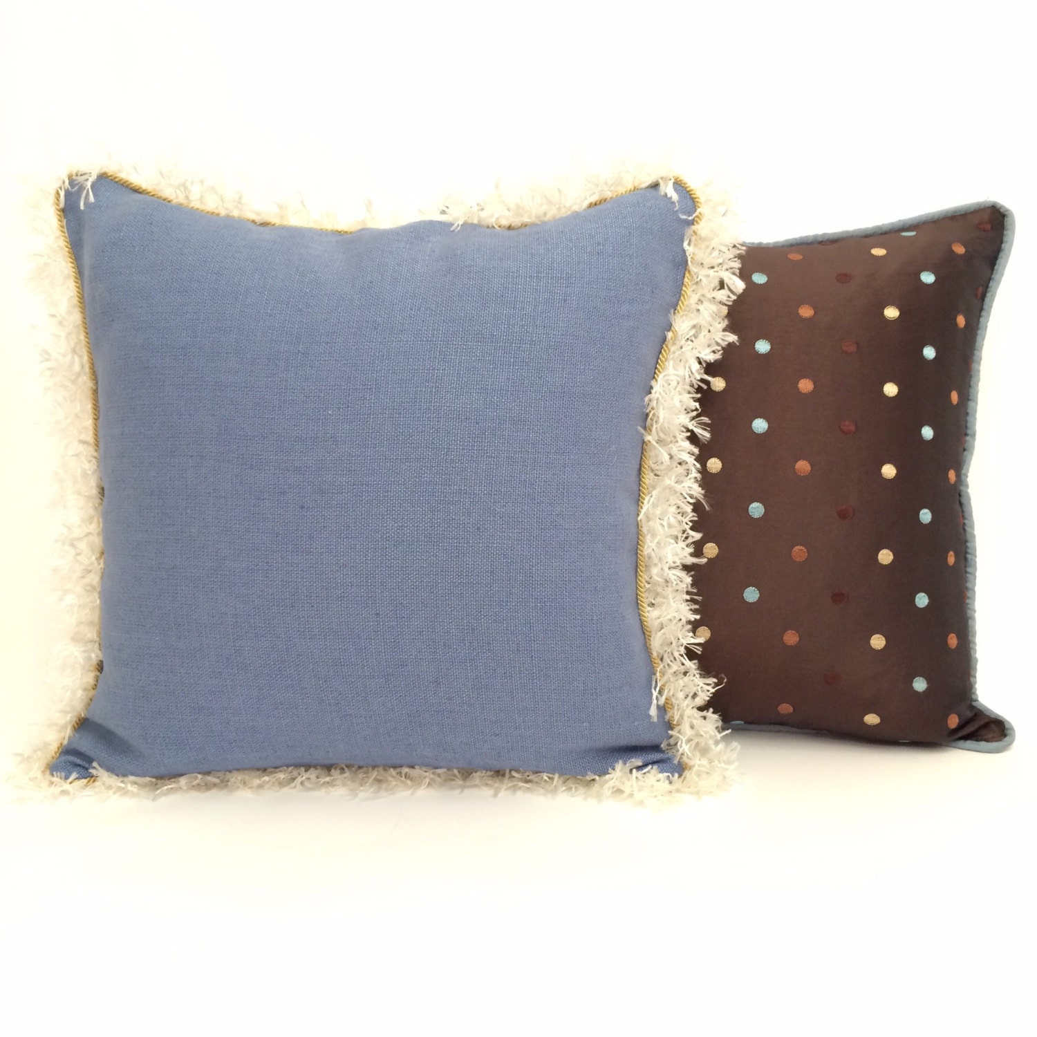 Blue and Brown Toss Pillow Square Throw Pillows for a Sofa or