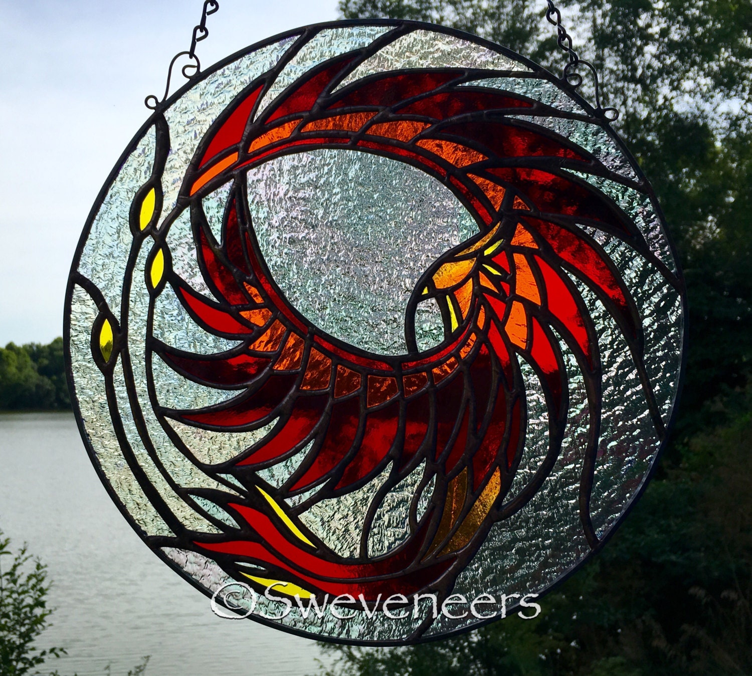 Sweveneers 14 Stained Glass Phoenix Panel by Sweveneers on Etsy