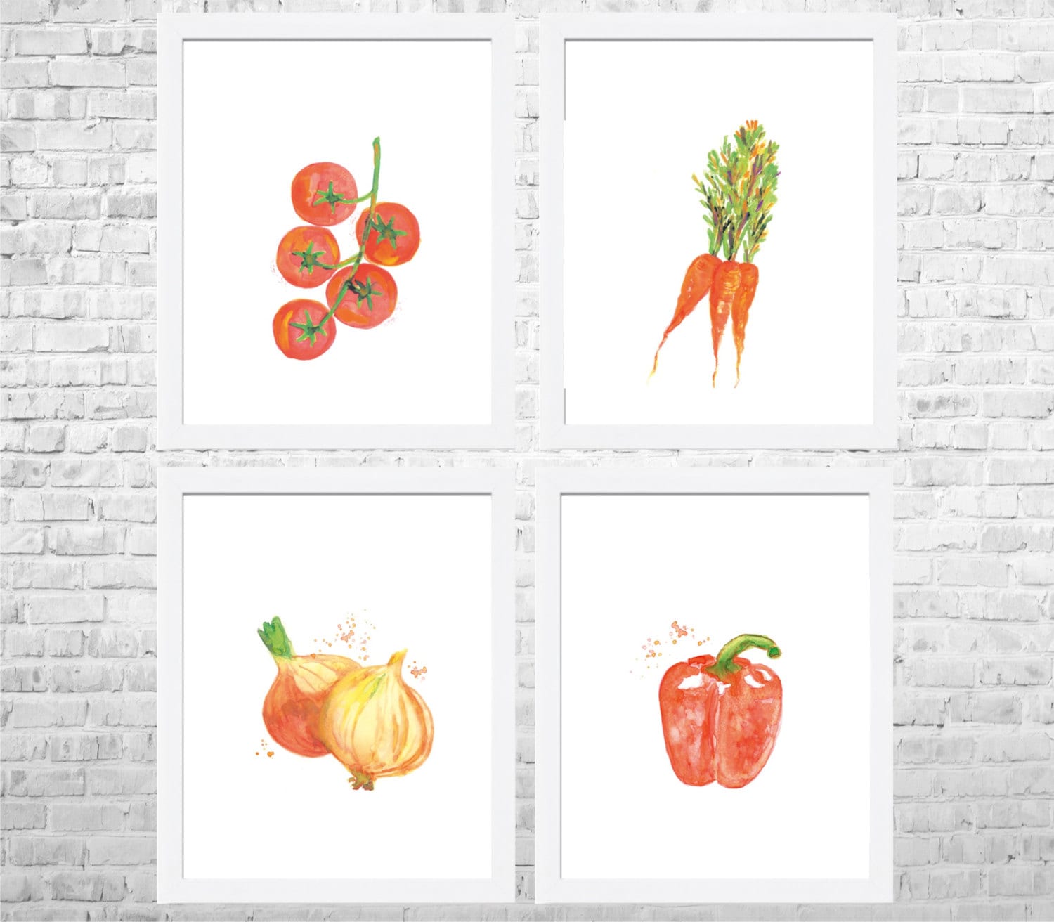 Vegetable Prints Set of 4 Vegetables Decor Vegetables