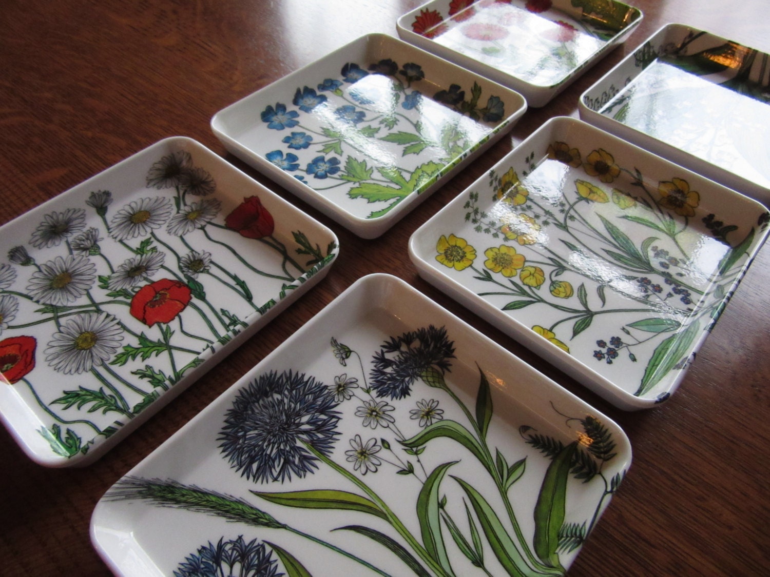 Vintage Mebel Melamine Stacking Mini Trays, Set of 6, Italy, Flowers