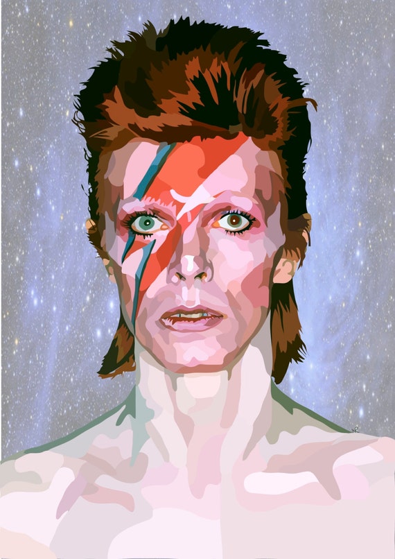 David Bowie Ziggy Stardust Digital Art Print By Natattackart 7742