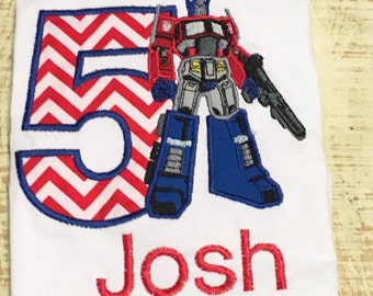 Personalized Transformer inspired Shirt - Transformer inspired Birthday Shirt - Optimus Prime inspired Shirt