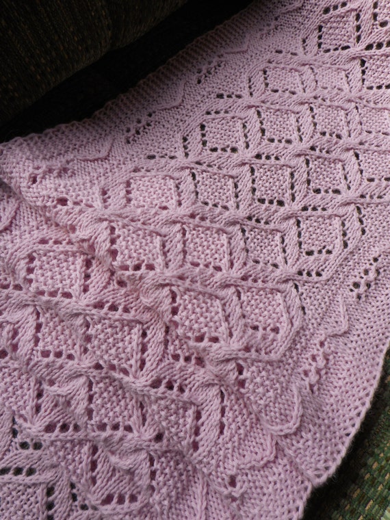 Knit Scarf Pattern Cables and Lace Worsted Weight yarn