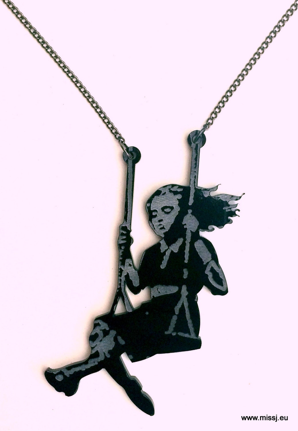 Banksy Girl On Swing Pendant Street Art Park By Missjdesigns 4543