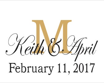 Custom Monogram **STENCIL**- With Initial, Names & Wedding Date- 5 Sizes- Create Custom Wedding Signs Youself