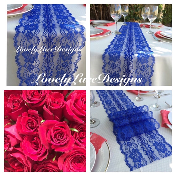 Lace Table Runner ROYAL BLUE/Wedding Decor/ 5ft10ft x 8"wide/ Tabletop
